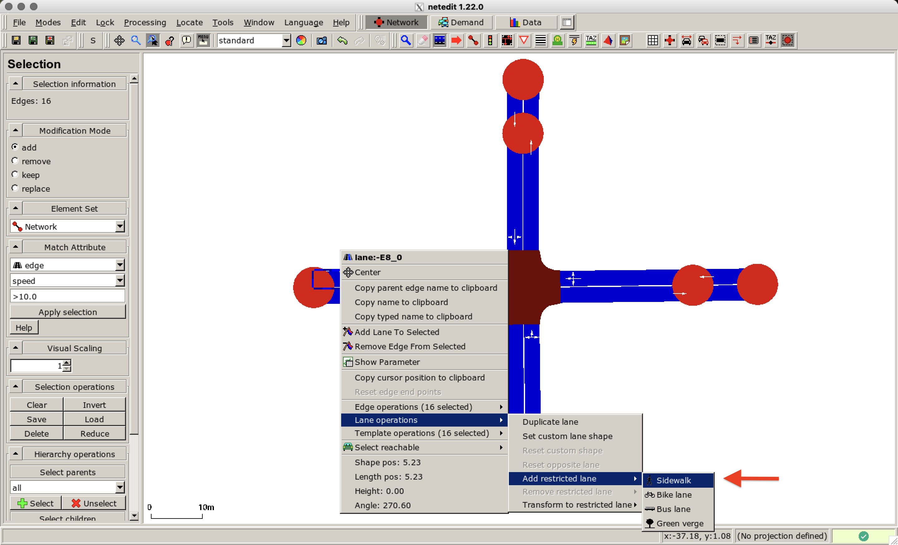Adding a sidewalk to each edge