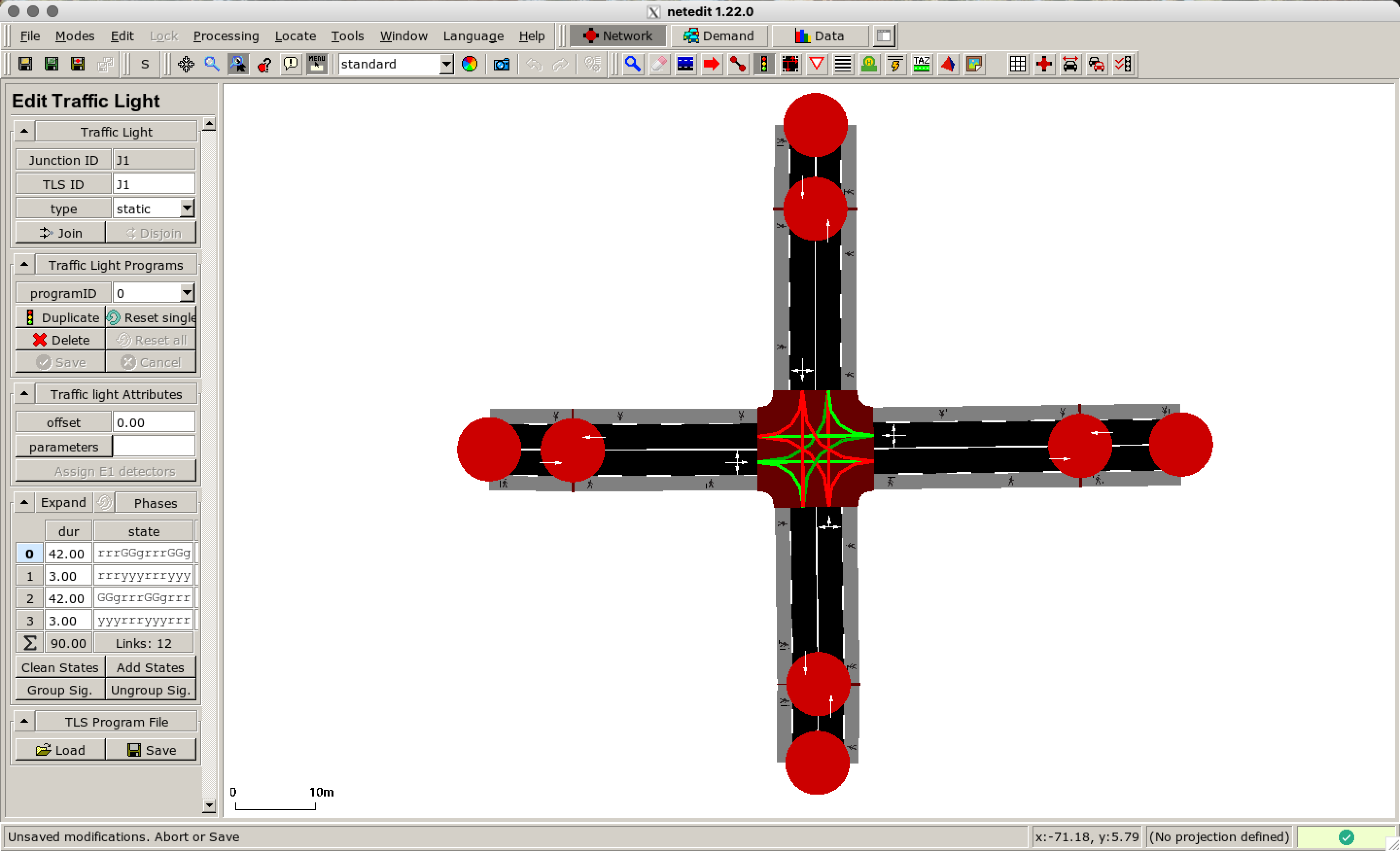 Network with traffic lights